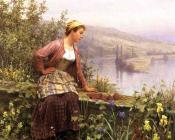 丹尼尔 李奇微爵士 : Brittany Girl Overlooking Stream